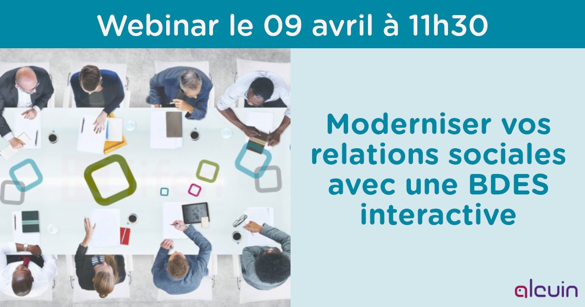 📅 Un #webinar pour fédérer le #CSE autour de l’outil du dialogue social : la #BDES

Quelles sont les bonnes pratiques ?
✅ Pour les services RH et la Direction
✅ Pour répondre aux besoins du CSE
✅ Pour réussir la mise en œuvre de la BDES

Inscription👉bit.ly/38KJApt