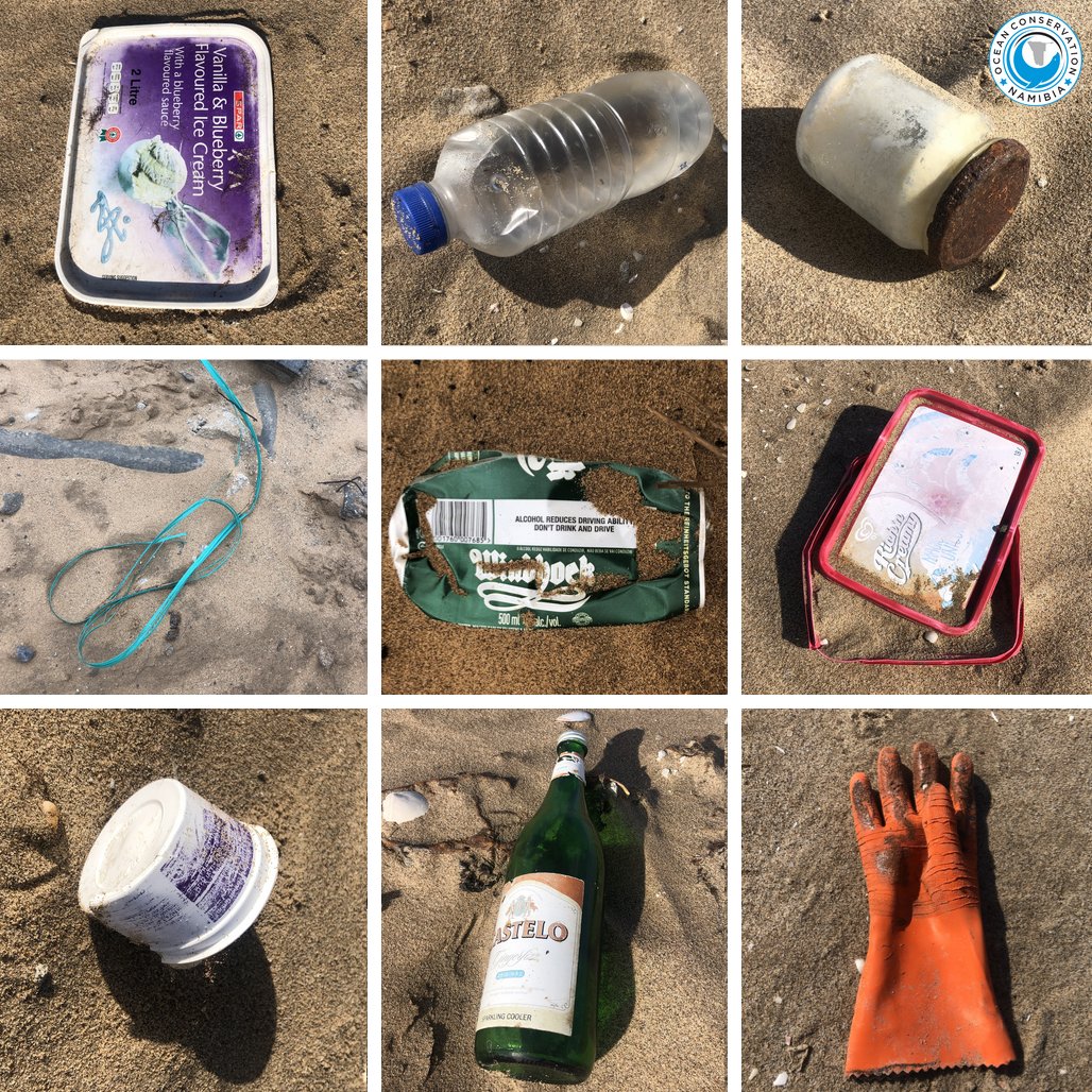 OCNamibia's tweet photo. Even 40km away from the nearest town, we could find plenty of rubbish wasting away on the beach at Pelican Point. Plastic bottles, ice cream boxes, plastic strapping, beer cans, wine bottles - none of this belongs here! The bottom of the ocean looks exactly the same. https://t.co/UnxEpRjbTd