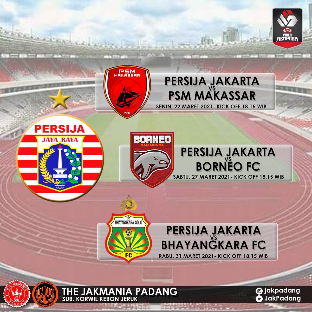 H-6 Jak !!! Ingat tidak ada nobar, tidak ada kerumumunan, cukup #NontonDirumahAja #NontonDariRumah  #adenpersija