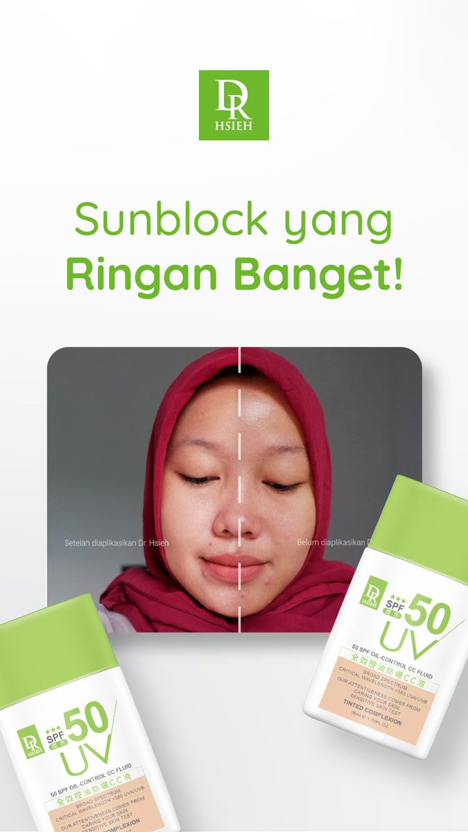 drhsiehid's tweet photo. Menurut kak Via, Sunblock Dr. Hsieh ringan banget, jadi nyaman dipakai di wajah. Varian CC Fluid ini juga bisa bikin tone kulit wajah jadi naik/cerah ✨

Pokoknya cocok banget untuk melindungi wajah, ringan, dan bahkan bisa buat alas makeup 🥰 https://t.co/p5PpqikTrL