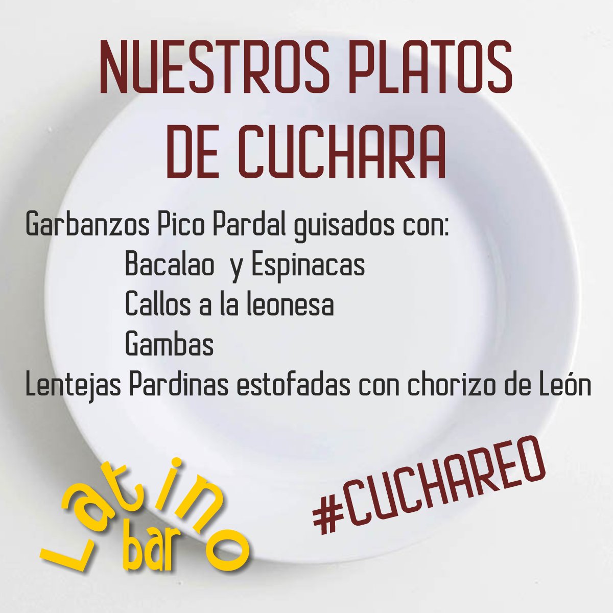 Fans de un buen plato de cuchara!
Con tradición, con sabor, con buen servicio!
#LatinoBarLeon #Leonesp #carta #gastronomia #asador #lechazo #horno #parrilla #lechazoasado #hornodeleña #ecologico #cuchara