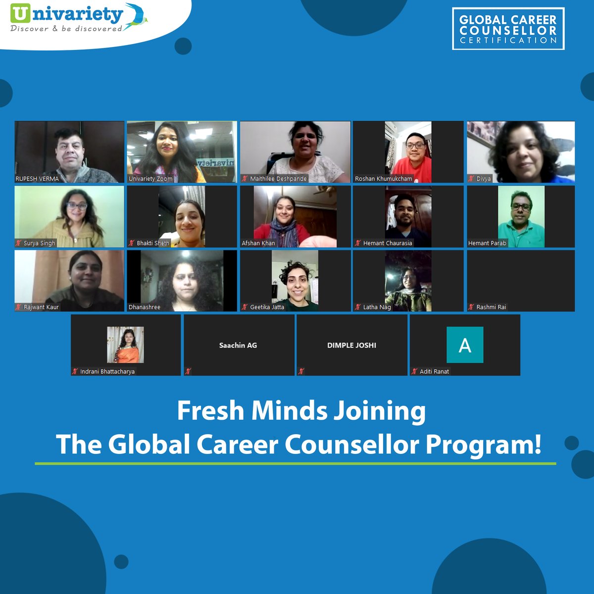 It’s always very heartening to welcome the fresh lot of #GlobalCareerCounsellors. 

A peek into the January Orientation Session which entails explaining the entire flow of the program, assessments, specialization courses and group discussions! 
#careercounsellors