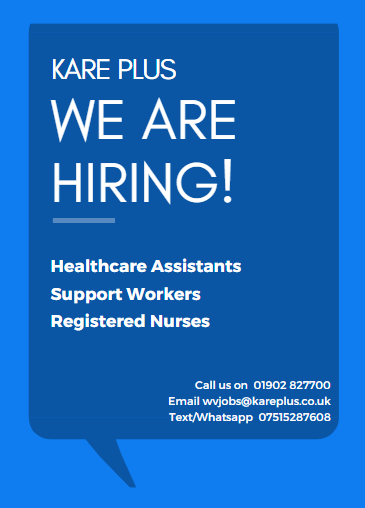 KarePlusWolver1's tweet photo. WE ARE HIRING
#KAREPLUS #WOLVERHAMPTON #WALSALL #DUDLEY #NHS #CAREHOMES #CARER https://t.co/rmSdkWyVZ1