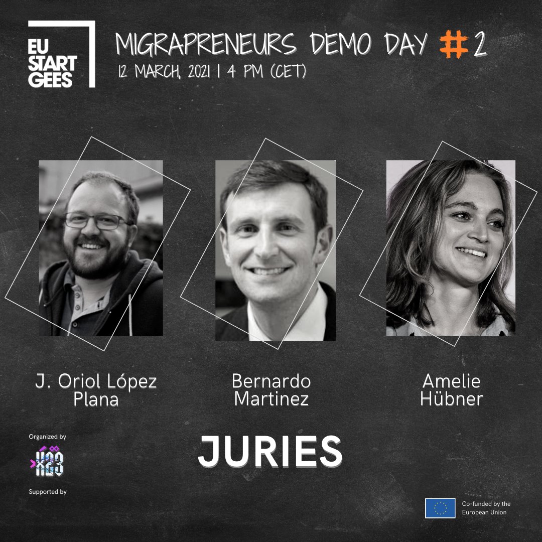 Meet our juries for Demo Day#2- Amelie Hübner, Co-founder at SINGA Business Lab Stuttgart; J. Oriol López Plana, founder and CEO of CHAPTER#2; Bernardo Martinez, Business Development Manager at IVC. They gave our participants valuable feedback and advice on their business pitch!