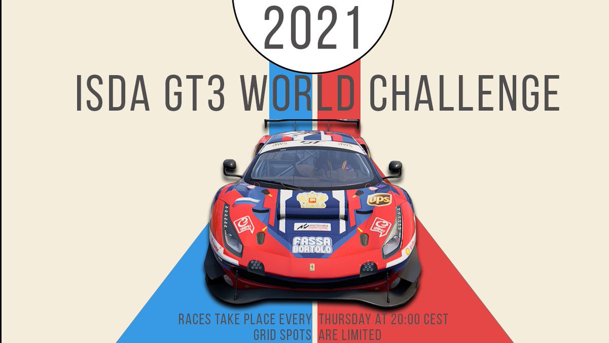 2021 ISDA GT3 Wolrd Challenge Spring series sign ups are open now!
Join International Sim Drivers Association and become a member of our great community.
#isdaracing #AssettoCorsa #assettocorsacompetizione #beACC #simracing