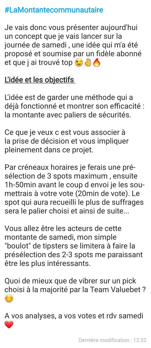 ValueBet3's tweet image. Rdv samedi pour la 1ère édition de #laMontantecommunautaire 🤩👟⚽️⬆️ ...

La Valuebet team arrivera-t-elle a passer une nouvelle montante ? 😍

#TeamParieur
