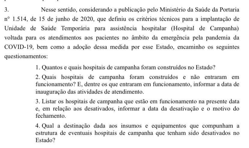 flferronato's tweet image. PGR enviou ofício a todos os Governadores para que respondam perguntinhas básicas sobre Hospitais de Campanha...

A última pergunta vai deixar alguns governadores e assessores sem dormir...