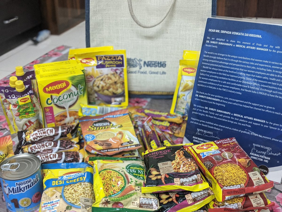 saikrishna_sv's tweet photo. Thank you @NestleIndia @Nestle 

@DrSuravarapu : please take all the support and let the goodies flow in!!! 

@jpmorgan : My wife is expecting goodies too😂😂 https://t.co/C5waalNLED