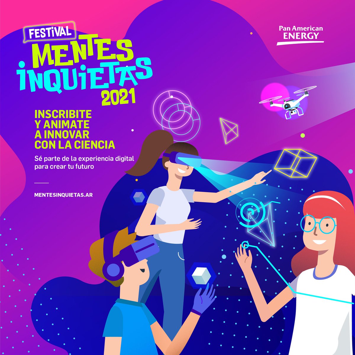 Llego el día! Esperamos a todos los jóvenes entre 12 y 18 años a vivir una experiencia única. Hoy hasta el sábado. #festivalmentesinquietas #panamericanenergy #experienciasPAE #EnergiaResponsable <a href="/fripani/">M. Florencia Ripani</a> <a href="/St_Gregorys/">St. Gregory´s School</a> <a href="/BAeduroboticaSM/">Robotica Educativa San Miguel</a> <a href="/EquipoTic2020/">Conectar Ig Salta</a> <a href="/aleredinenclase/">Alejandra Redín</a> <a href="/MarioEfron/">Mario Efron</a>