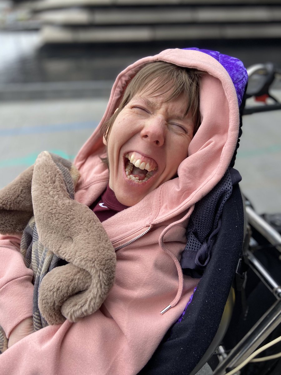 This massive smile says it all! Heather was finally able to enjoy the outdoors yesterday on her first day out of #shielding.  She enjoyed a lovely walk down Riverside taking in the sights of the <a href="/VADundee/">V&A Dundee</a> with Rebekah and Amy from her support team 🥰💙 #TeamKeswick
