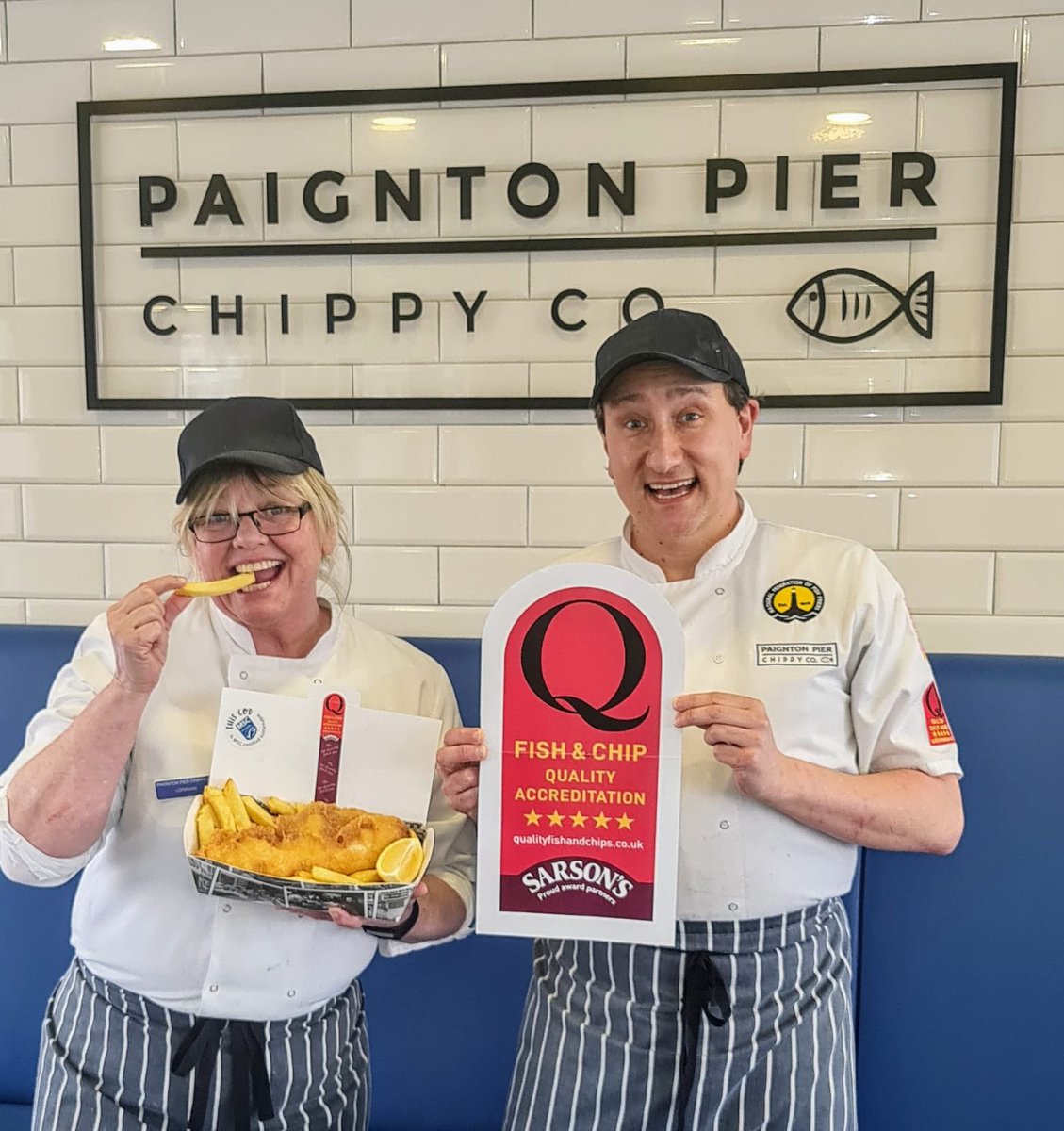 Paignton Pier Chippy Co. (@ppierchippy) on Twitter photo We have just won the Q award for excellence again! Weโre delighted!
We were the first chippy in Torbay to receive this award back in 2018 & despite covid, still managed to retain it this year thanks to our amazing team headed by James <a href="/SarsonsUK/">Sarson's UK</a> <a href="/NFFF_UK/">NFFF - National Federation of Fish Friers</a> We have just won the Q award for excellence again! Weโre delighted!
We were the first chippy in Torbay to receive this award back in 2018 & despite covid, still managed to retain it this year thanks to our amazing team headed by James <a href="/SarsonsUK/">Sarson's UK</a> <a href="/NFFF_UK/">NFFF - National Federation of Fish Friers</a>