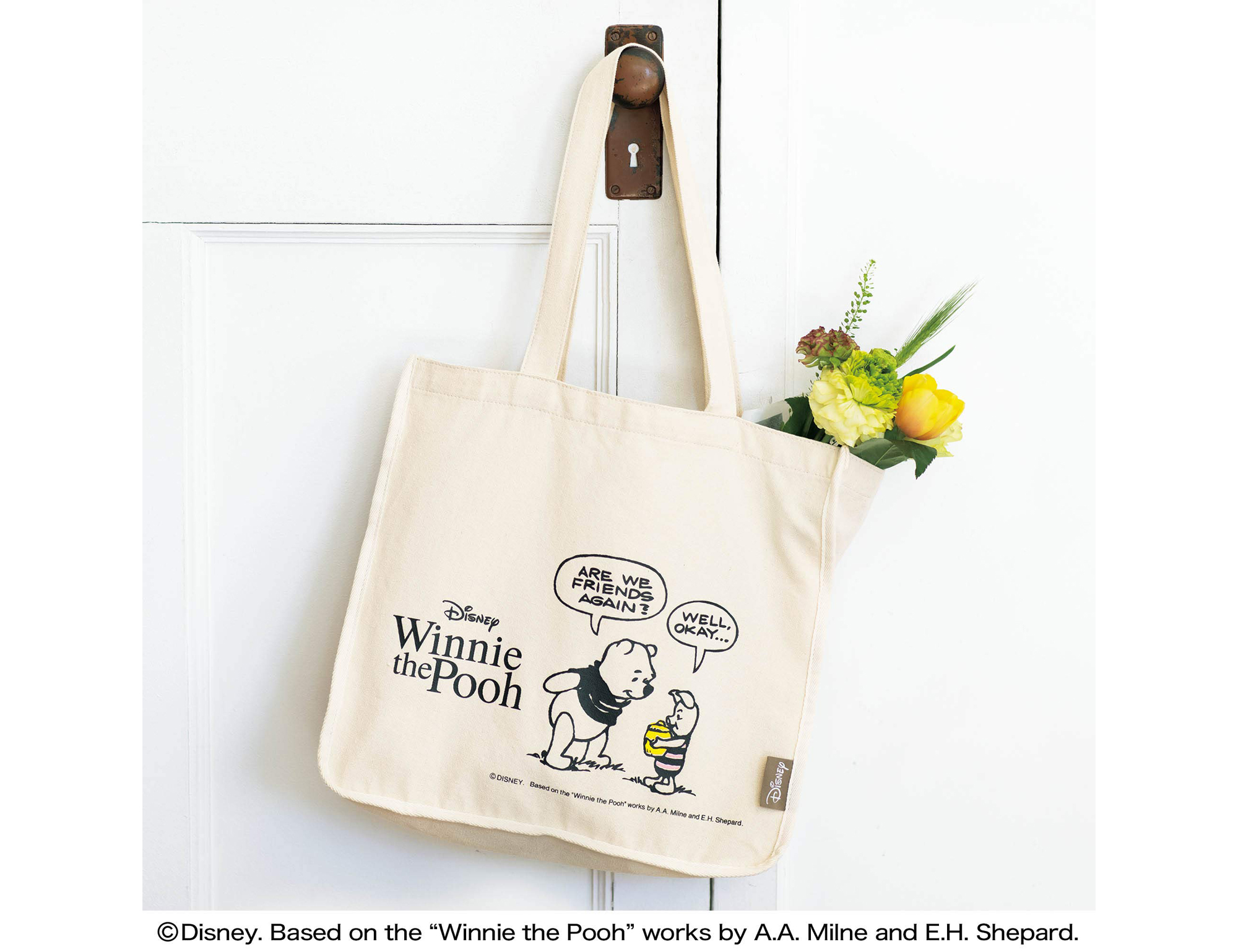 雑誌付録ダイアリー 予告 素敵なあの人 6月号の付録は おでかけに 習いごとに お買い物に 丈夫なキャンバス地でたっぷり入るくまのプーさんデザイン肩かけご近所トートバッグ コットン混のキャンバス生地 マチもたっぷり 雑誌付録紹介ブログ