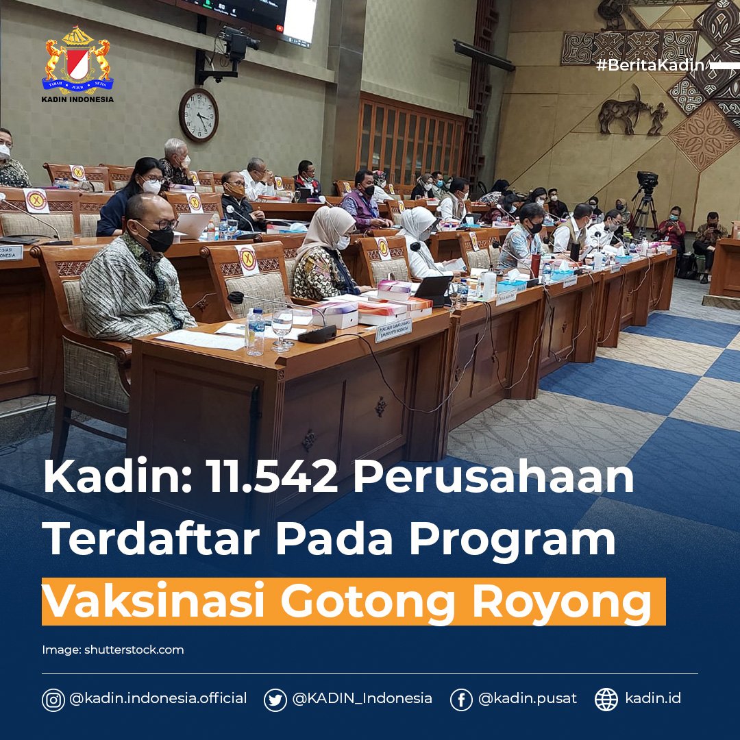 Kadin_Indonesia's tweet photo. Kadin: 11.542 Perusahaan Terdaftar Program Vaksinasi Gotong Royong
Selengkapnya di https://t.co/6RxaD1yxkm.
https://t.co/iK3hbjNSpv
#BeritaKadin #ProgramVaksinasiGotongRoyong #VaksinasiGotongRoyong #ProgramVaksinasi #Corona #Covid19 #kadin #KadinuntukIndonesia #KadinIndonesia https://t.co/ILZdDAILZC