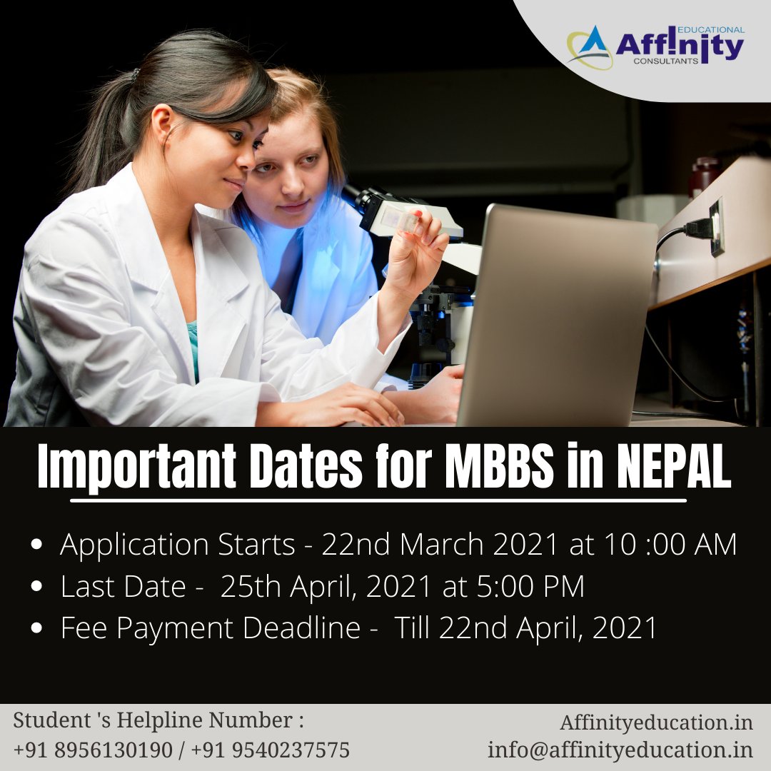 Important Dates for MBBS in NEPAL, For more information, Contact Us : +91 9540237575
Visit Us : bit.ly/3qSzYzg

#mbbsinnepal #ExamDates #neetpreparation #neetsyllabus #MBBSAdmission2021 #NEET #nepalmbbs