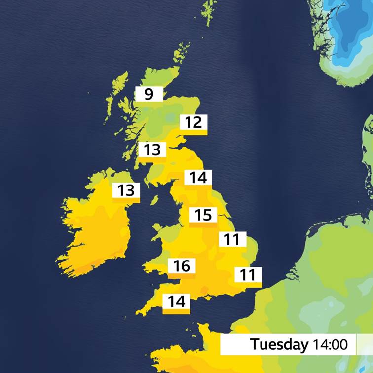 bbcweather's tweet photo. Feeling almost warm in some places this afternoon https://t.co/qw5EGzZF9s