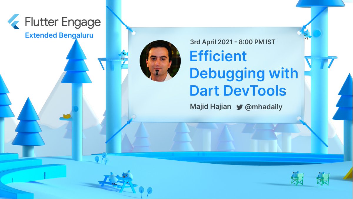 FlutterBLR's tweet image. Celebrating #FlutterEngageExtendedBLR with series of dedicated #flutterians!
Your wait is over.
Announcing our first speaker @mhadaily.
He will talk about how Flutter DevTools are helpful for debugging & analyzing various aspects of Flutter & Dart apps.
#FlutterEngage