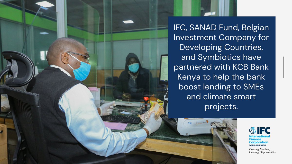📣 .<a href="/IFC_org/">IFC</a>, <a href="/SANAD_MSME/">SANAD_MSME</a>, BIO, and <a href="/SymbioticsNews/">Symbiotics</a> have partnered with <a href="/KCBGroup/">KCB Group Plc</a> to help the bank increase lending to climate-friendly projects and #SMEs, especially women-owned businesses in #Kenya. wrld.bg/Vd9Y30rASfW