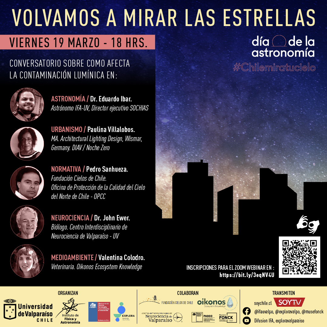 exploravalpo's tweet image. Se viene el #DíaDeLaAstronomía y una conversación necesaria sobre los efectos y beneficios de la luz artificial desde la perspectiva del #urbanismo las #normativas #neurociencia #astronomía y los #ecosistemas ifa.uv.cl/especialistas-… #Valparaíso #CulturaCientífica