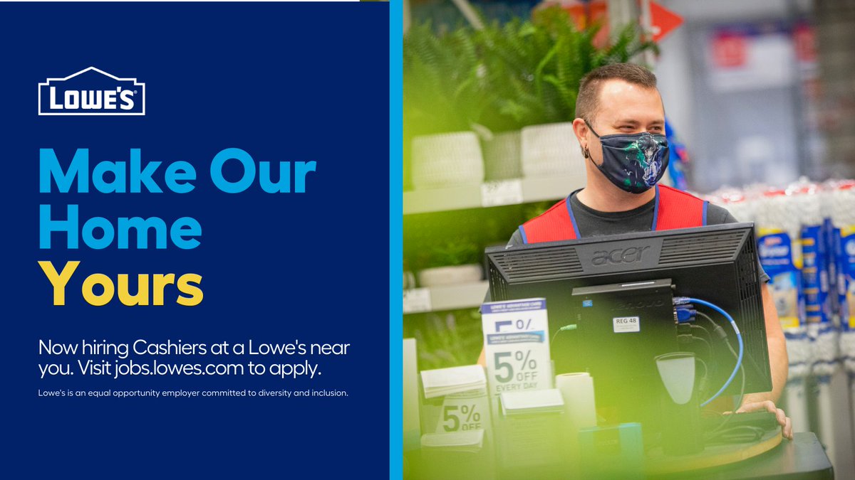 Join our team this spring and make <a href="/Lowes/">Lowe's</a> your home for a season of growth. Learn more about cashier opportunities here: low.es/3tqtJEf #LowesSpringJobs #Lowes #Seasonal #Hiring