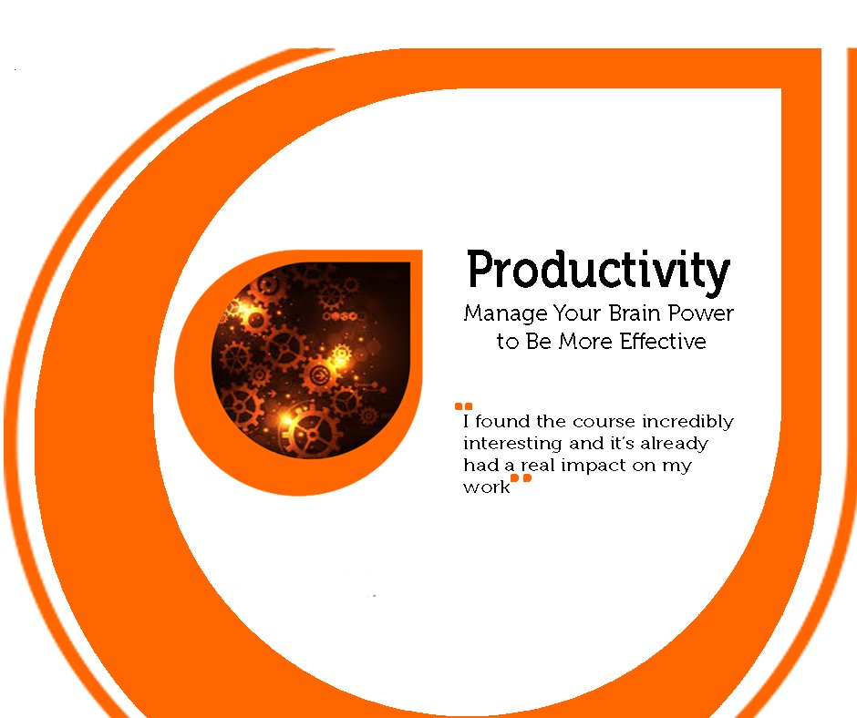 Each day our brain offers us only a very limited amount of 'hard-thinking' capacity - it's up to us to use it wisely.  Learn how with short course; 'Productivity: Manage Your Brain Power to be More Effective'. For more details follow the link ow.ly/pebY50DpYeW