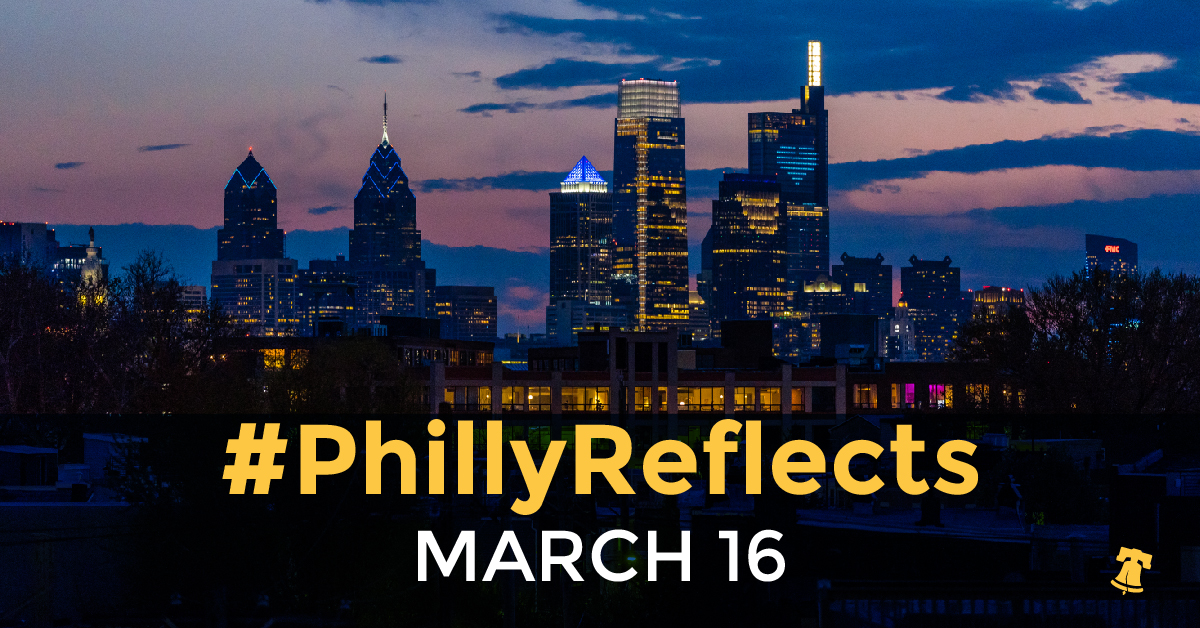 PhiladelphiaGov's tweet photo. Today marks one year since Philadelphiaโs first restrictions on non-essential activity.
Join us today as we reflect on one year of COVID-19 in Philadelphia. Find out more about how the City is honoring this milestoneโก๏ธ https://t.co/R9OzvfLxhP #PhillyReflects https://t.co/rLIHdjQxLG