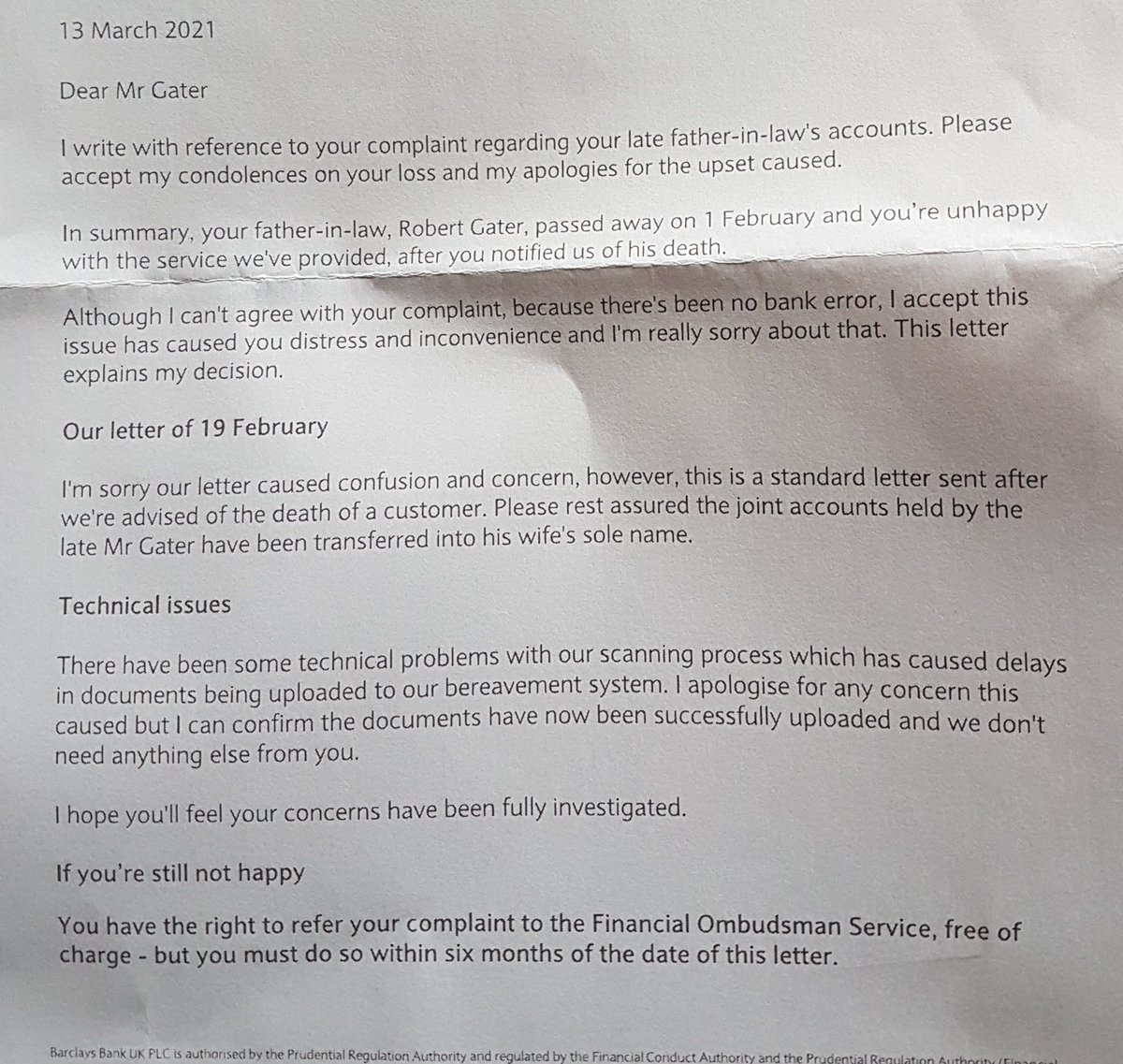 M4ryGater's tweet image. If anyone is wondering how to communicate with the dead, just open a @BarclaysUKHelp bank account #crass #insensitivity #BarclaysMedium 🤬😡