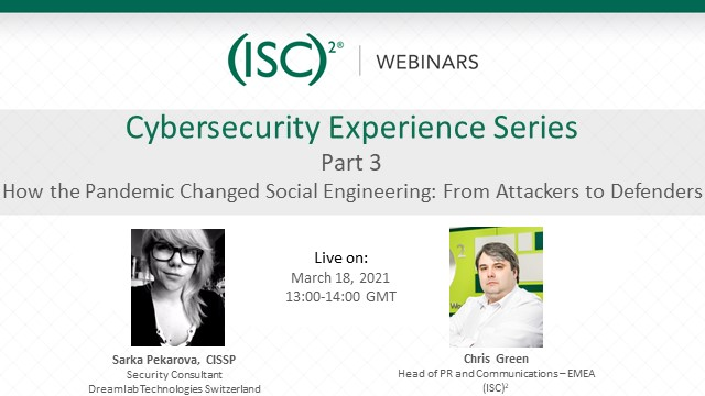Join <a href="/___Sh4rk___/">Sharka</a>'s #webinar this coming Thursday, where she will help you discover how things have changed since #COVID started as well as some tips to protect yourself, your loved ones and your organisation. 🔗 Link to register : lnkd.in/dVKgu4T
#socialengineering #isc2
