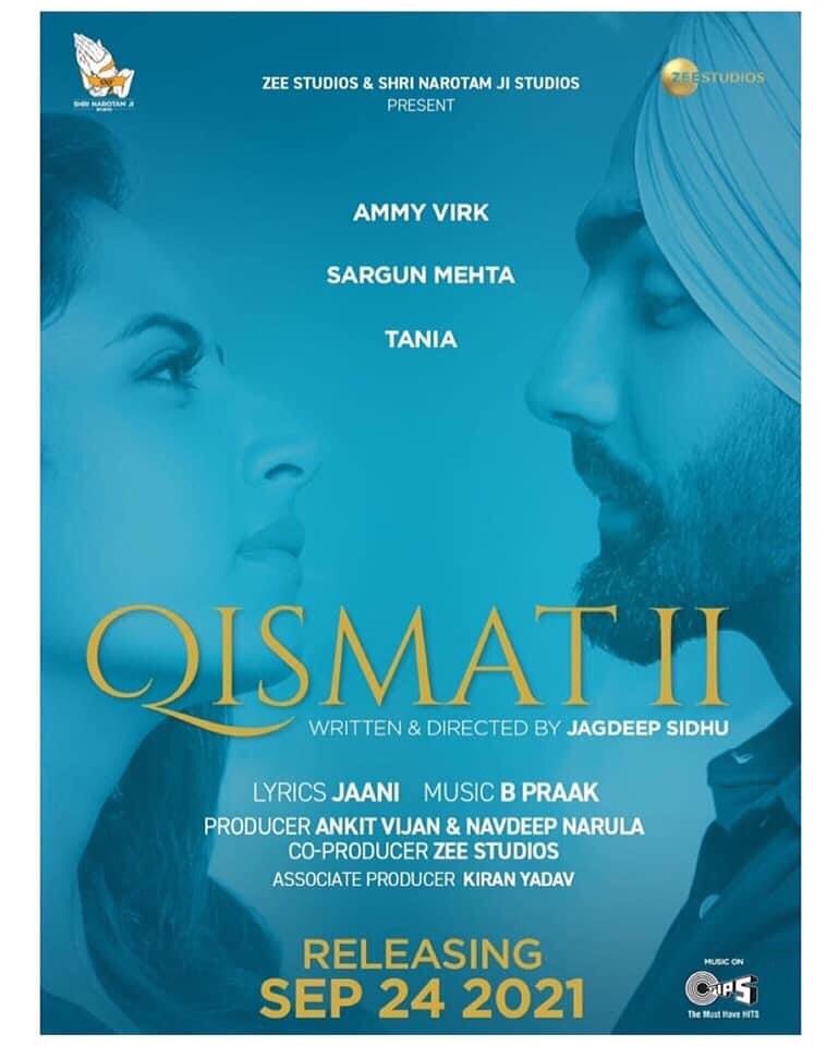 #qismat2 releasing on 24th sept
Mark ur date friends..
#24sep21  <a href="/ammyvirk/">Ammy Virk</a> <a href="/sargunmehta/">sargunmehta</a> <a href="/taniazworld/">Tania .</a> @ankitvijan29  @Navdeepnarula26 @kiranyadavofficial @jaani777 <a href="/bpraak/">B Praak</a>  @shrinarotamjistudios @zeestudiosofficial <a href="/zeepunjabi_off/">Zee Punjabi</a> <a href="/tips/">Tips for New Users</a>