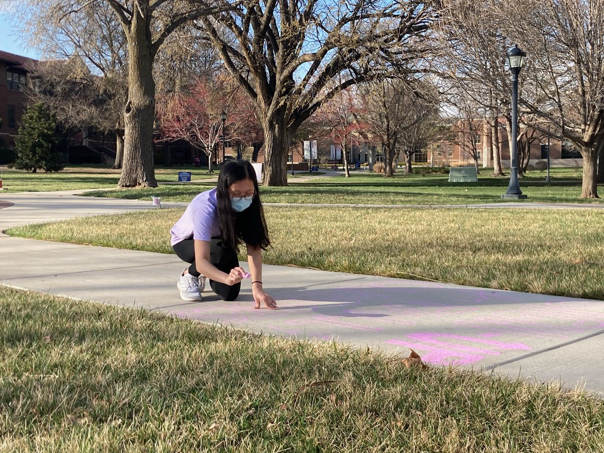 SGANewman's tweet image. It’s time for fall enrollment! Members of the Public Relations Committee were out yesterday chalking campus to remind students to register. Set up a meeting with your advisor! #SameValues #AcademicExcellence #JetPride