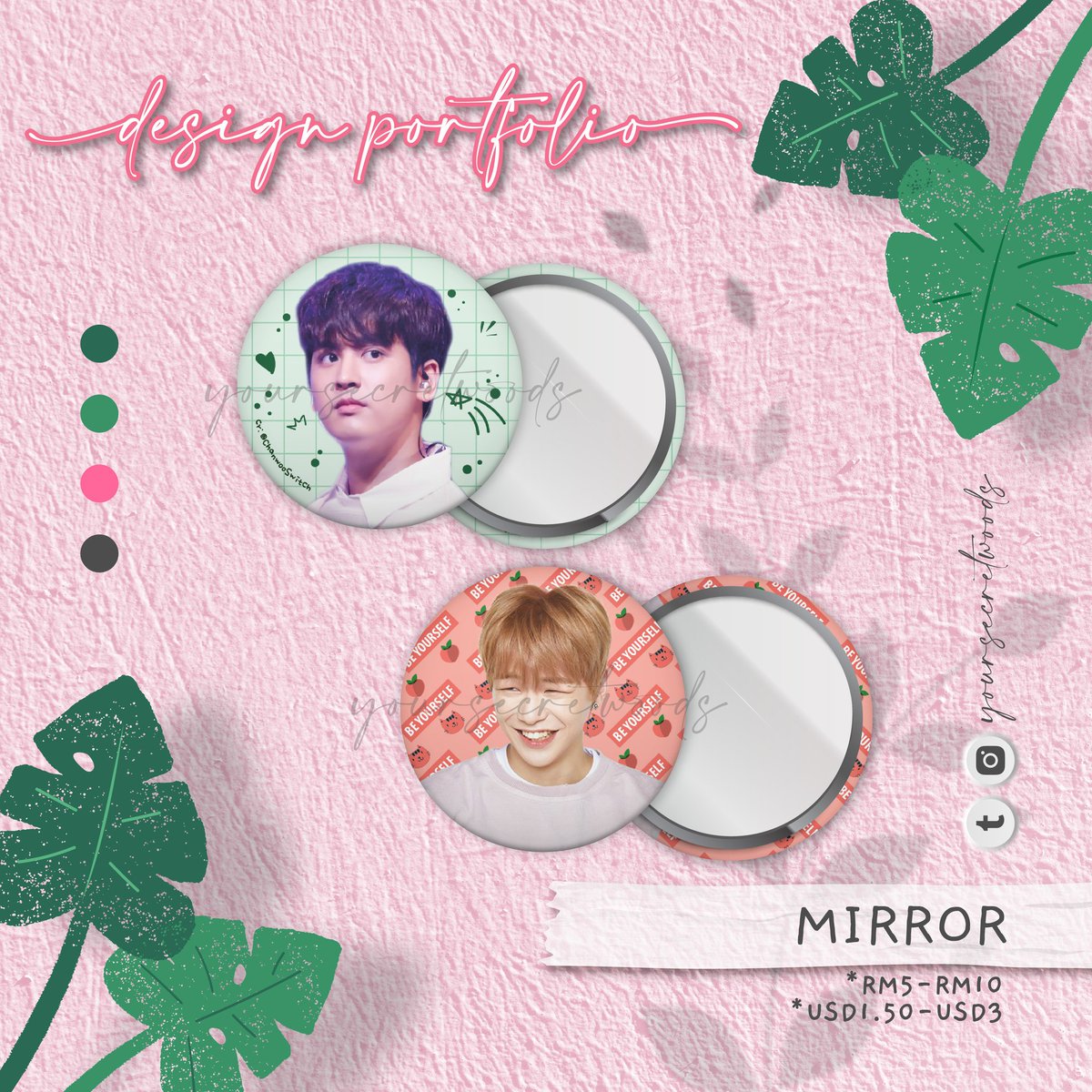 🍒 Button Badge / Mini Mirror Design

*Also available for printing

#yswdesignsample