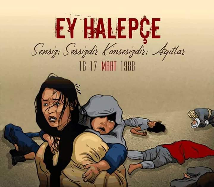 Tam 33 yıl önce,Hiroşima ve Nagazaki'den sonra,en büyük kimyasal saldırı olan Halepçe Katliamıyla binlerce Kürt vatandaş zehirlenerek öldürüldü.
Çocukların elma kokusuna koşarken can verdiği, masum insanların hiç uğruna yitip gittiği yer..
Aynı acılar, unutmadık.
#HalepceKatliamı