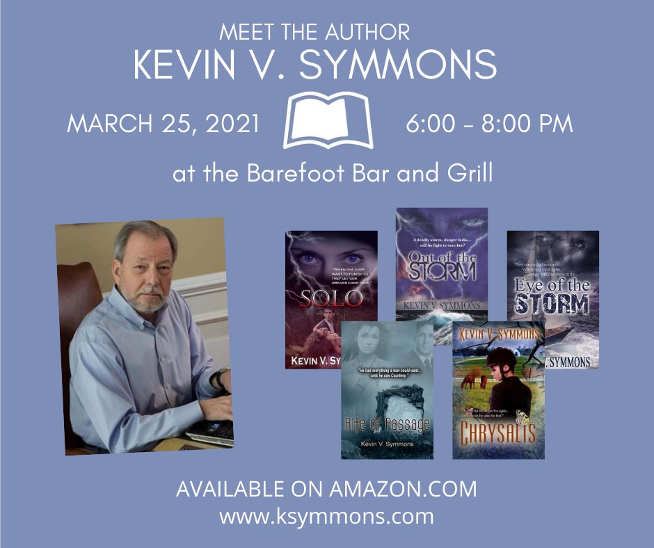 I'm so excited to announce this live book signing on March 25tth at the Barefoot Bar and Grill!  Join me from 6-8 pm.  I'm looking forward to meeting everyone! amzn.to/3cGmoK2
#reading #ineedabook #booklovers