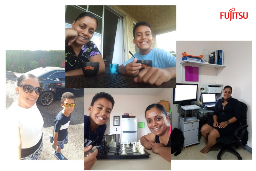 Fujitsu_Carib's tweet photo. Check out Bid Manager, Leigh-Ann Daley and her son enjoying the benefits of our #BorderlessOffice. In the mornings they walk to promote physical and mental wellness. They also make it their point of duty to break and snack together.
#WFH #WorkLifeShift https://t.co/9UFZybCtMT