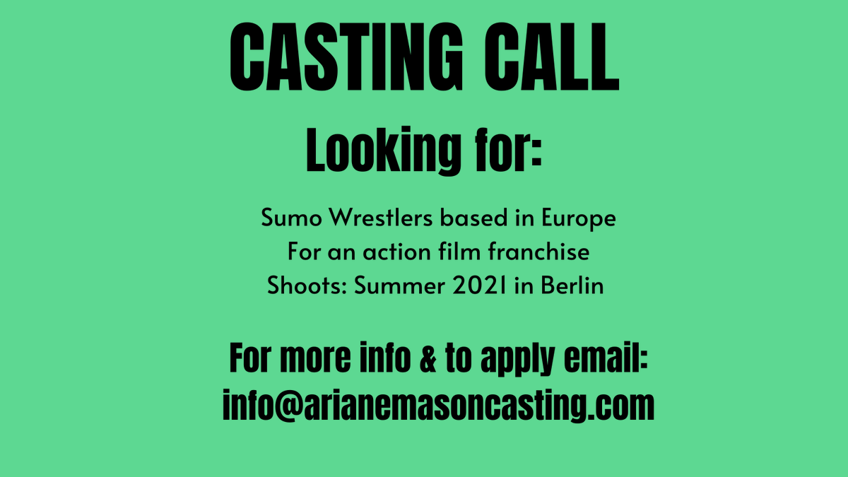 ArianeTM's tweet photo. @tachiai_blog  I am casting a studio feature film and we are looking for Sumo wrestlers to be in it. It will shoot this summer in Berlin. Do you know of any European based sumo wrestlers? Please could you share and RT this post? https://t.co/oAZJpiMjBN