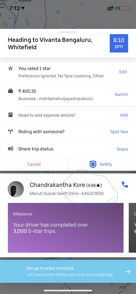 ⁦<a href="/Uber_Support/">Uber Support</a>⁩ I am travelling in banglore, this driver is not switching on the AC thru out the ride...