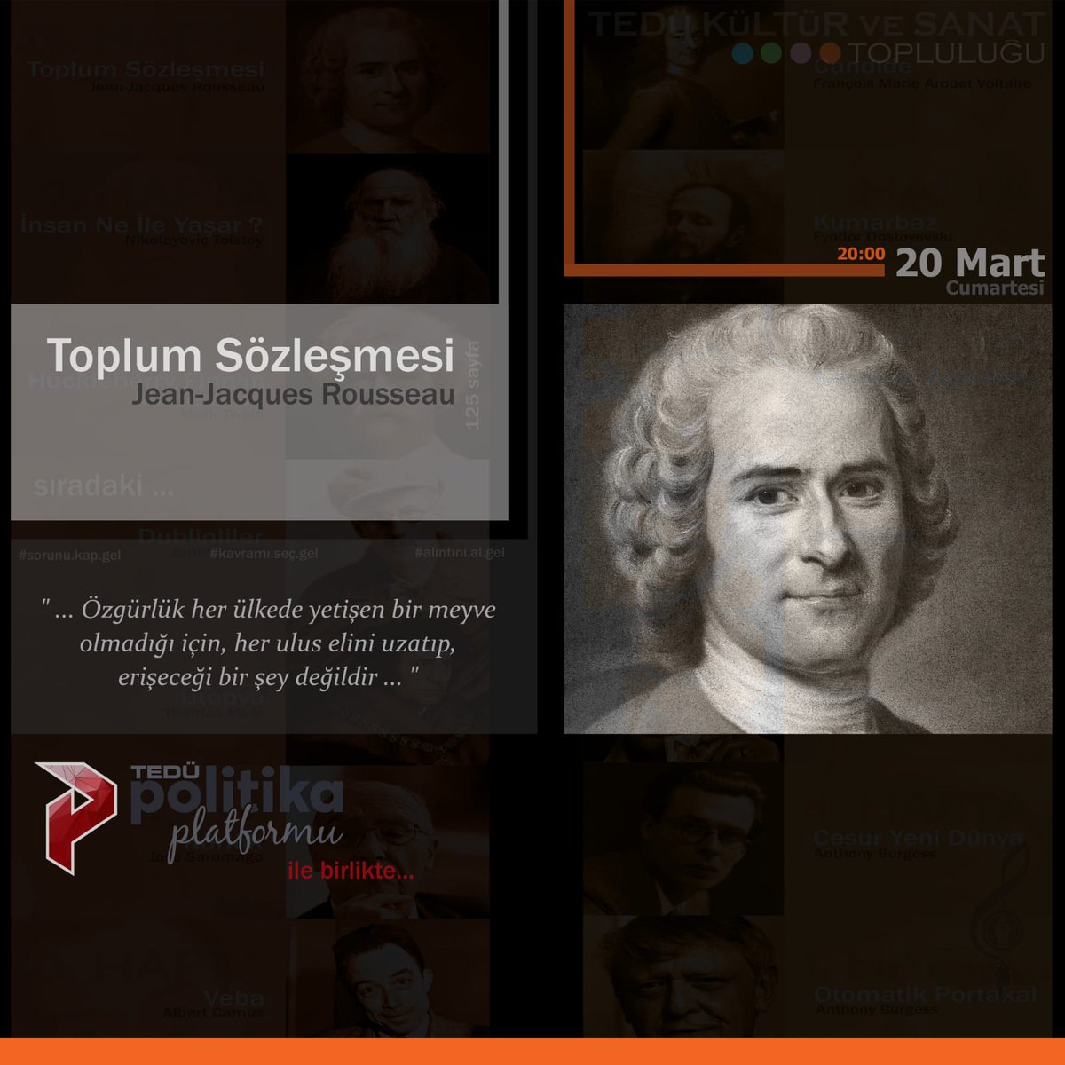 20 Mart Cumartesi günü TEDÜ Politika Topluluğu ile birlikte yapılacak olan etkinliğimize hepinizi bekliyoruz <3