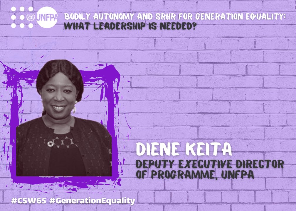 UNFPA (@unfpa) on Twitter photo “A woman’s freedom to make decisions regarding her body is critical to her empowerment.” — <a href="/dienekeita/">Diene Keita</a>
#CSW65 #GenerationEquality “A woman’s freedom to make decisions regarding her body is critical to her empowerment.” — <a href="/dienekeita/">Diene Keita</a>
#CSW65 #GenerationEquality
