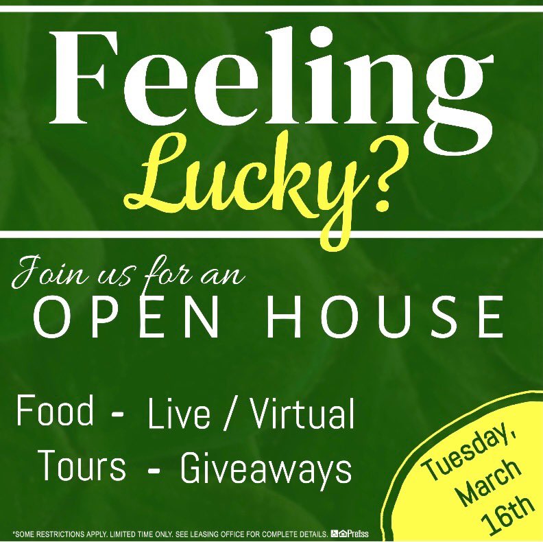 Swing by and found out how you can receive a WAIVED APPLICATION FEE and be entered to win FREE PARKING🍀