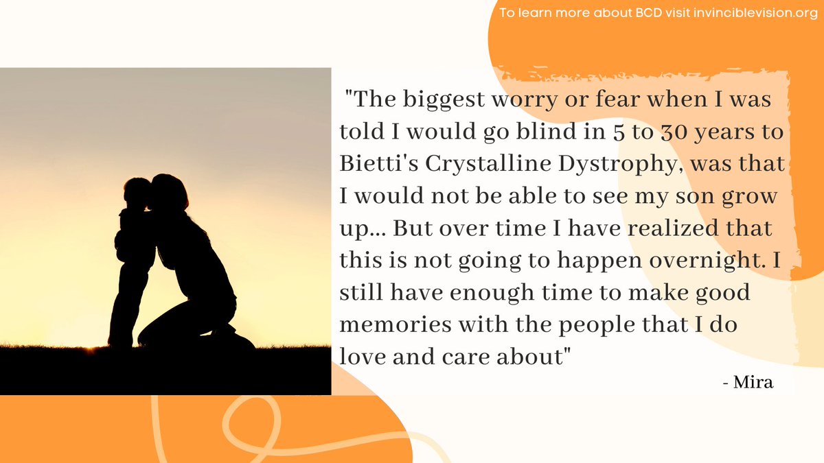 Invisionbcd's tweet photo. In this race against time we learn just how precious each moment where we see our loved ones really is 🧡 Thank you Mira for sharing your story!

#invinciblevision #biettis #biettiscrystallinedystrophy #eyedisease #internationalwomensmonth #womensmonth #womenshealth #mothers https://t.co/cgNGwhZQe2
