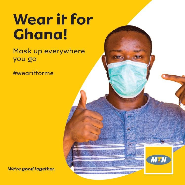 MTNGhana's tweet image. Let’s continue to wear our masks to protect ourselves and those we love. Mask up everywhere you go! 😷 #wearitforme
