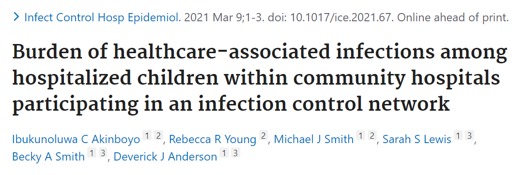 DICON (@dicon_duke) on Twitter photo From our Pediatric ID Team: Burden of healthcare-associated infections among hospitalized children within community hospitals participating in an infection control network @IbukunMD <a href="/pedsteward/">Mike Smith</a> @beckyasmith79 <a href="/Deverick_A/">Dev Anderson</a> From our Pediatric ID Team: Burden of healthcare-associated infections among hospitalized children within community hospitals participating in an infection control network @IbukunMD <a href="/pedsteward/">Mike Smith</a> @beckyasmith79 <a href="/Deverick_A/">Dev Anderson</a>
