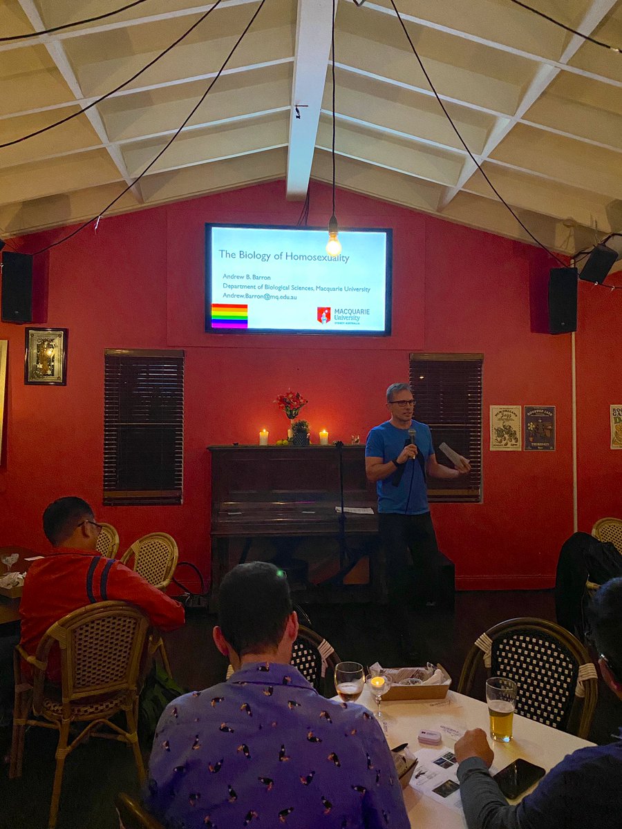 hsauquet_bgsyd's tweet photo. So happy about the launch of our @QueersInScience NSW chapter last night at the Botany View Hotel! We were treated to animal sex trivia by @MarieHerberstei and a fascinating talk by Andrew Barron on the biology of homosexuality! 🌈
#LGBTSTEMM @500QueerSci https://t.co/7tDEpjrVes