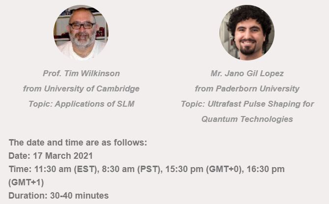 Enig med ordningen Mindst Santec Corporation on Twitter: "Join our Zoom Webinar tomorrow at 11:30 am  EST, 8:30 am PST. Prof. Tim Wilkinson from @Cambridge_Uni and Mr. Jano Gil  Lopez from @unipb will be presenting their