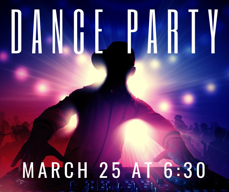 You're invited to a Virtual Dance Party at School #3! 😎

📆 March 25 at 6:30pm

This dance party is to help celebrate all of the reading our School #3 students have been doing! 

Sign up online to get a dance party treat bag: 
forms.gle/sBQMYjapX92S82…