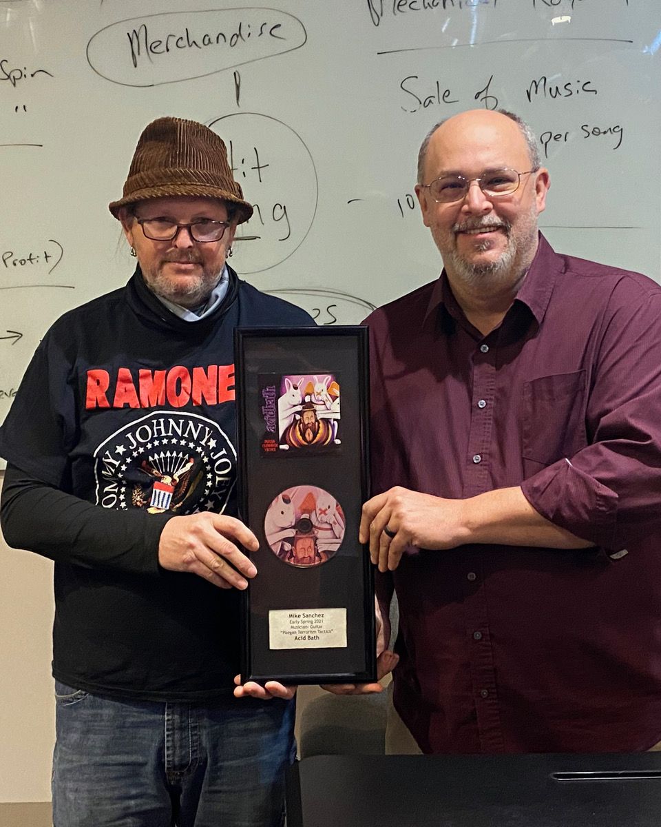 It was a pleasure to present Mike Sanchez with a wall-of-fame plaque for Acid Bath's “Paegan Terrorism Tactics".  His work with Acid Bath is worthy of being shared!

Congratulations Mike, thank you for choosing us to further your education!

#TheRecW #MuthEra #AcidBath