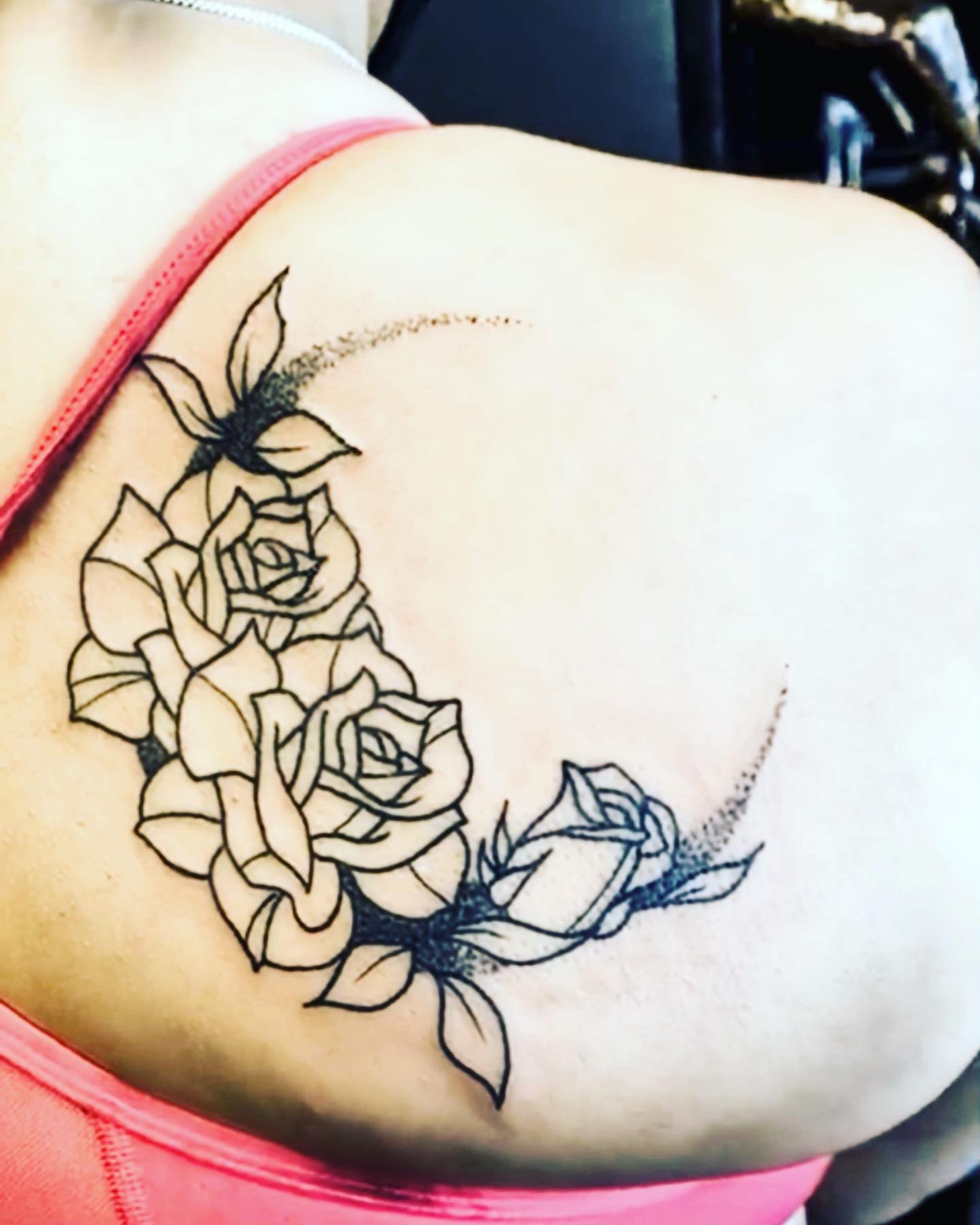 Rose Outline Tattoo Shoulder