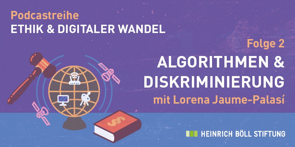 Heute erscheint die zweite Folge in unserer neuen Podcastreihe "Ethik &amp; digitaler Wandel". 

Darin verrät <a href="/lopalasi/">Lorena Jaume-Palasí</a>, Gründerin der Ethical Tech Society, ob es einen Weg aus der algorithmischen Diskriminierung gibt.

Hört doch mal rein ➡️on.boell.de/algorithmen

#DigitaleEthikPod