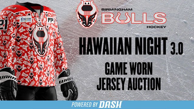 Birmingham Bulls on X: Hawaiian Night 3.0 Game Worn Jersey Auction is back  online. Auction ends Saturday March 20 at 3:00pm cst. BID NOW at   powered by @DASHauction  / X