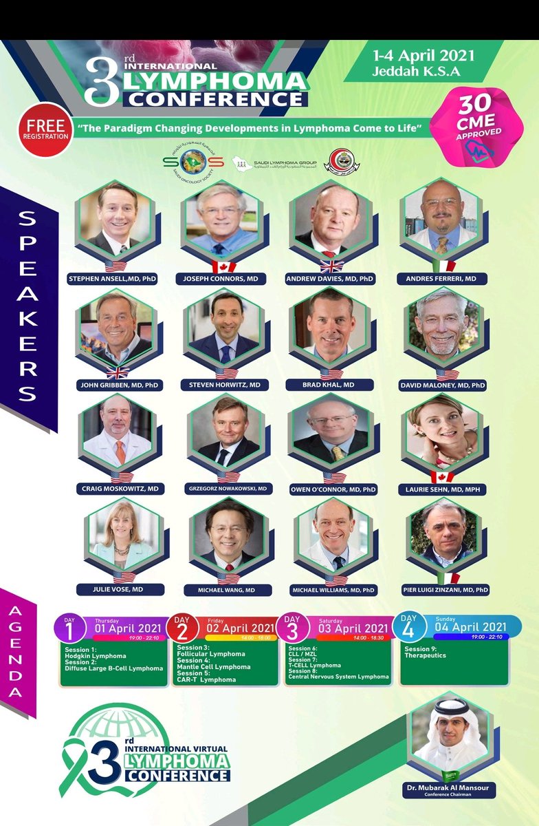 LymphomaVirtual's tweet photo. We are pleased to announce the 3rd International Lymphoma Conference on 1-4 April 2021 (VIRTUAL). This is FREE Registration with 30 CME by SFCHS. Register now through this link: https://t.co/qiDu78GCDG https://t.co/OdriQeJ8he
