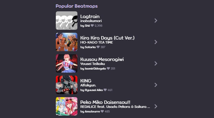 osu! Popular Beatmaps (@OBeatmaps) / X